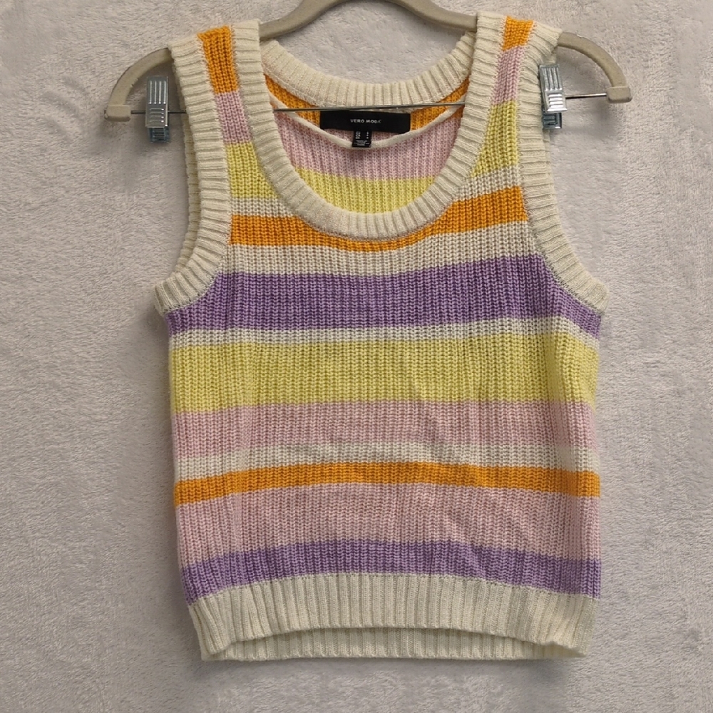 Vero‎ Moda Women's Pastel Colorful Sweater Knit Vest Size S